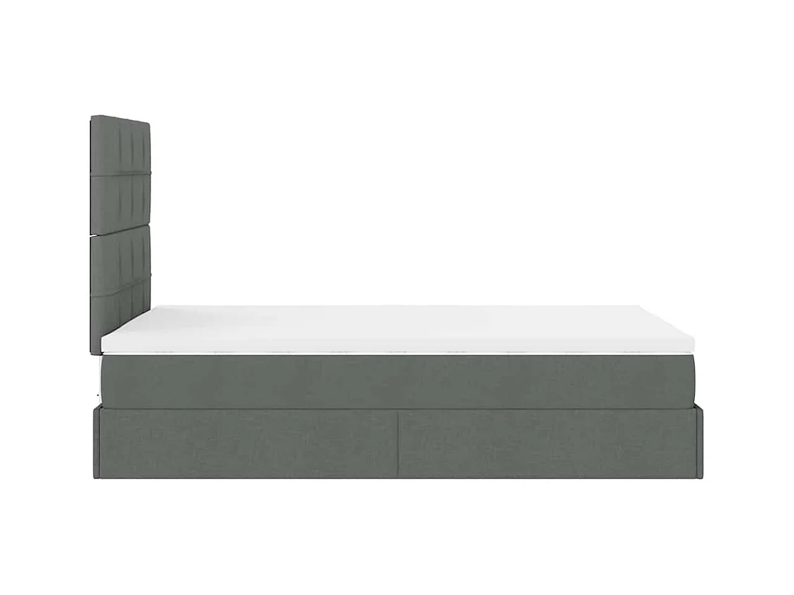 Cadre de lit ottoman avec matelas gris foncé 120x190 cm tissu