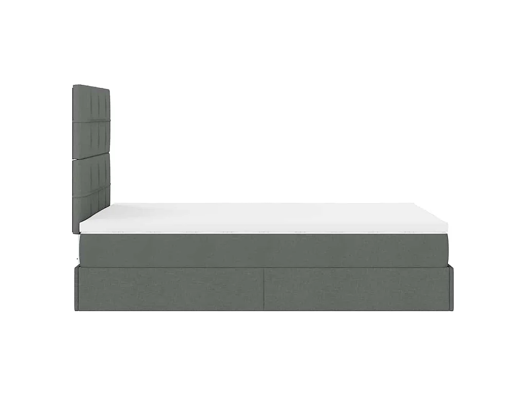 Cadre de lit ottoman avec matelas gris foncé 120x190 cm tissu