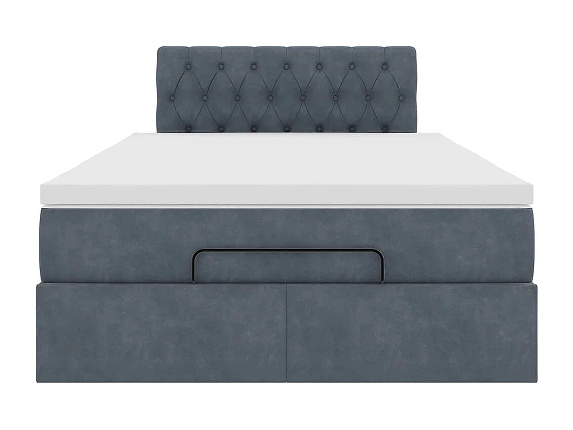 Cama otomana con colchón 120x190 cm terciopelo gris oscuro