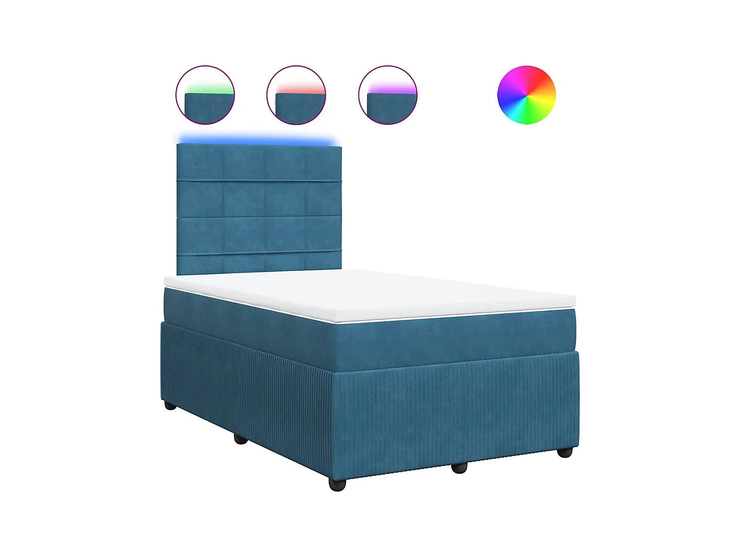 Sommier à lattes de lit et matelas bleu 120x200 cm velours