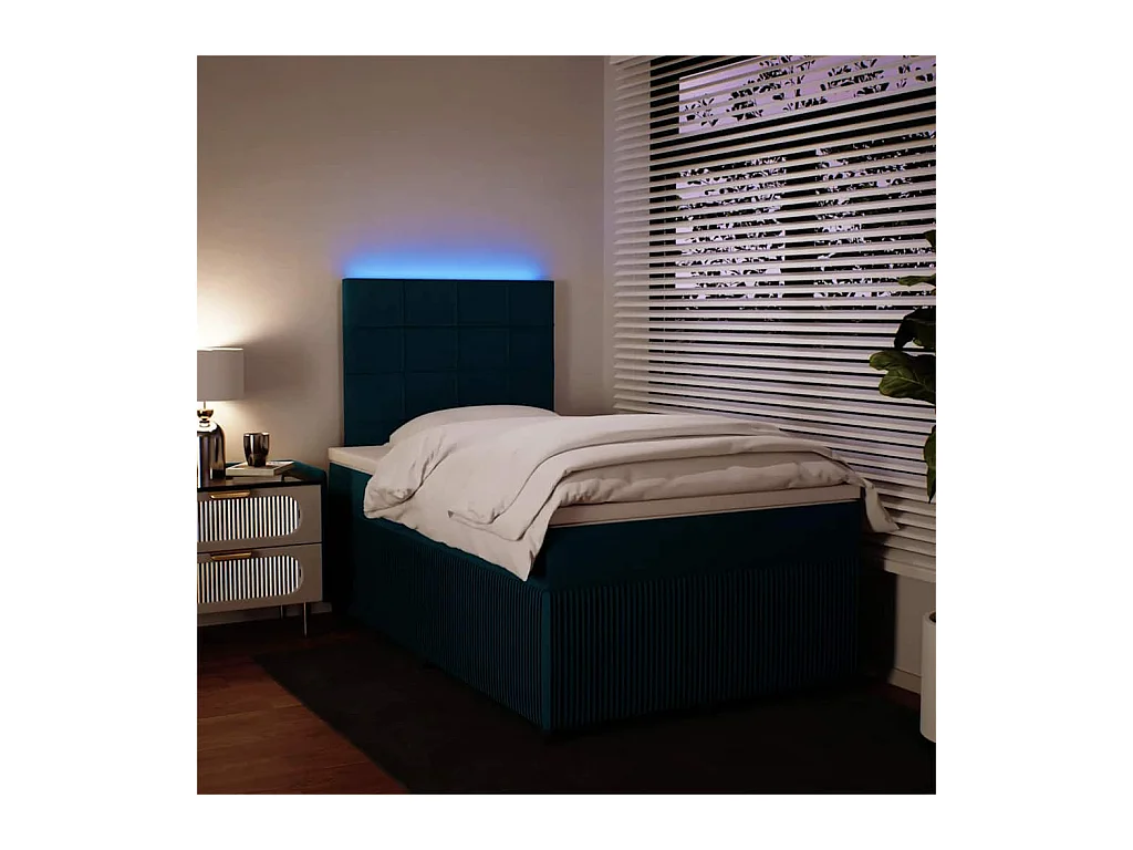 Sommier à lattes de lit et matelas bleu 120x200 cm velours