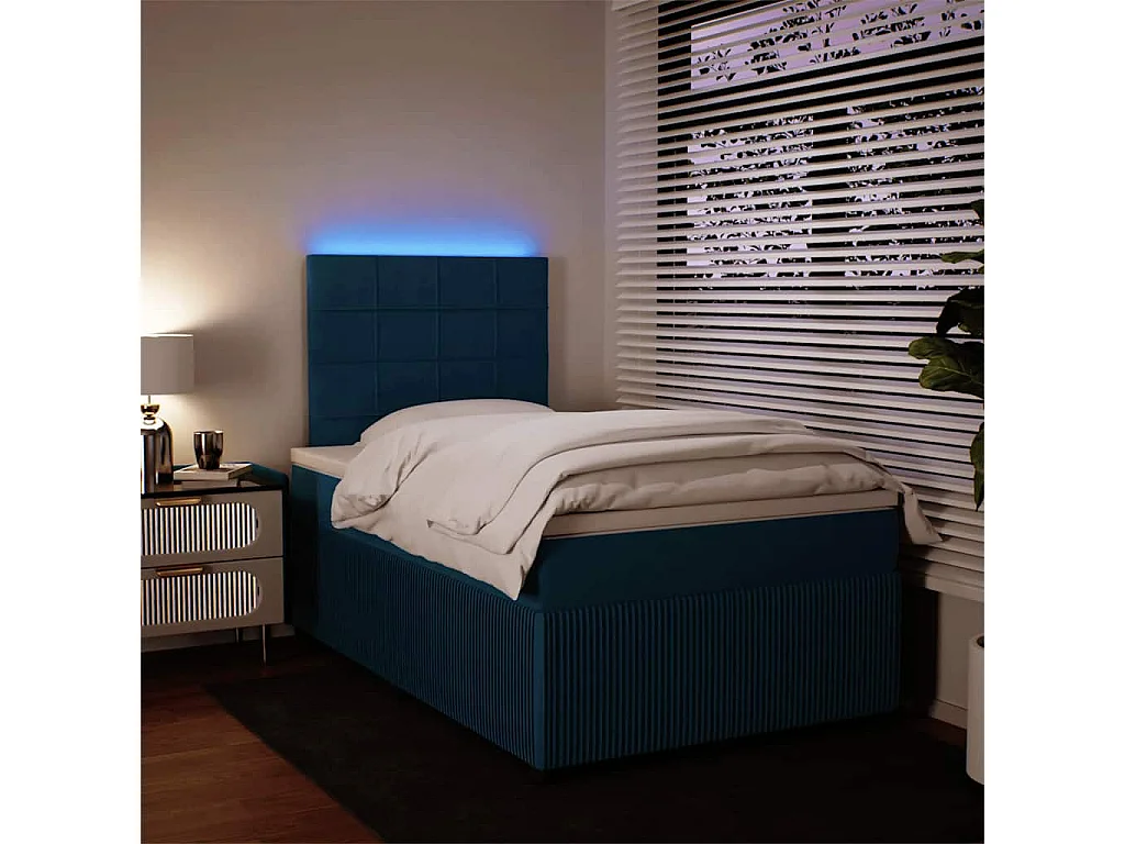Boxspringbett mit Matratze Blau 120x200 cm Samt