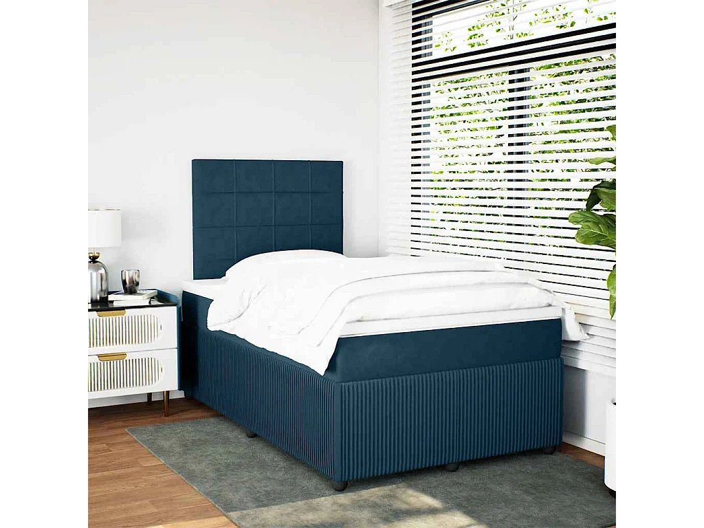 Boxspringbett mit Matratze Blau 120x200 cm Samt