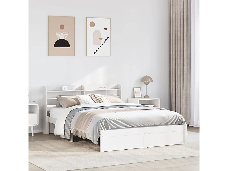 Bettgestell mit Kopfteil ohne Matratze Weiß 120x200 cm