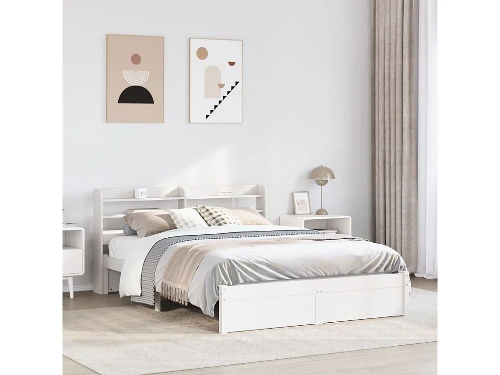 Bedframe met hoofdeinde zonder matras 120x200 cm wit