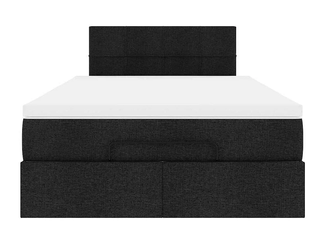 Pouf Letto con Materasso Nero 120x200 cm in Tessuto