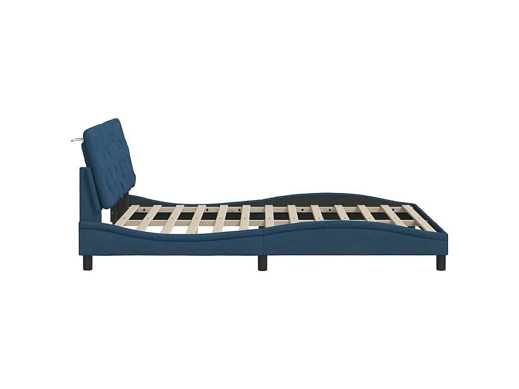 Estructura de cama sin colchón tela azul 120x200 cm