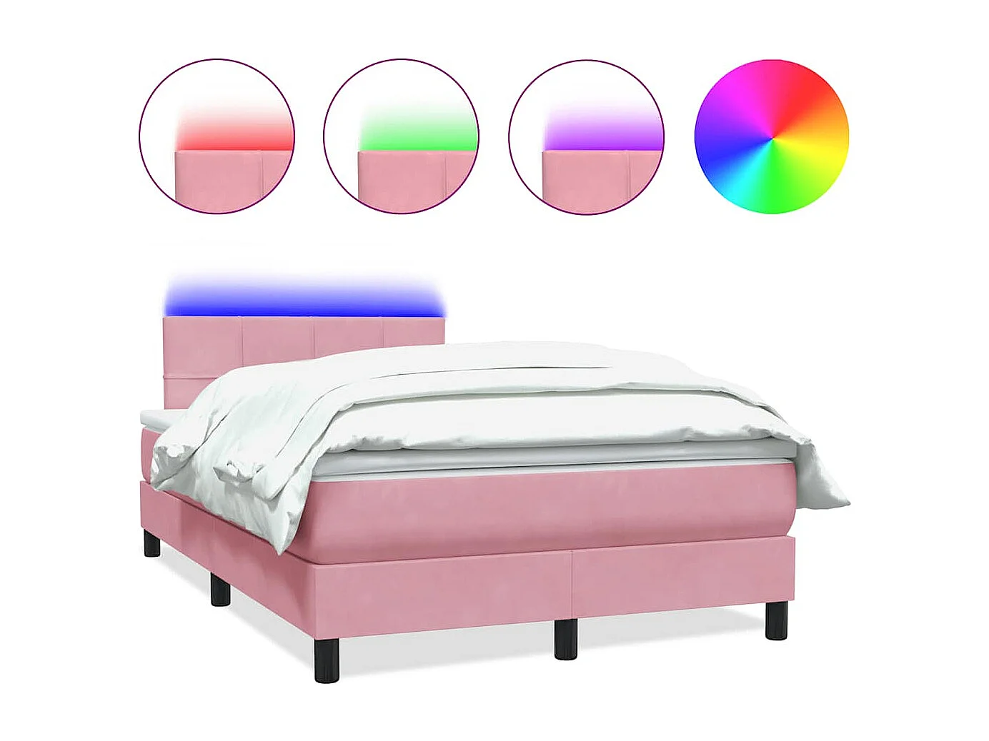 Boxspringbett mit Matratze & LED Rosa 120x220 cm Samt