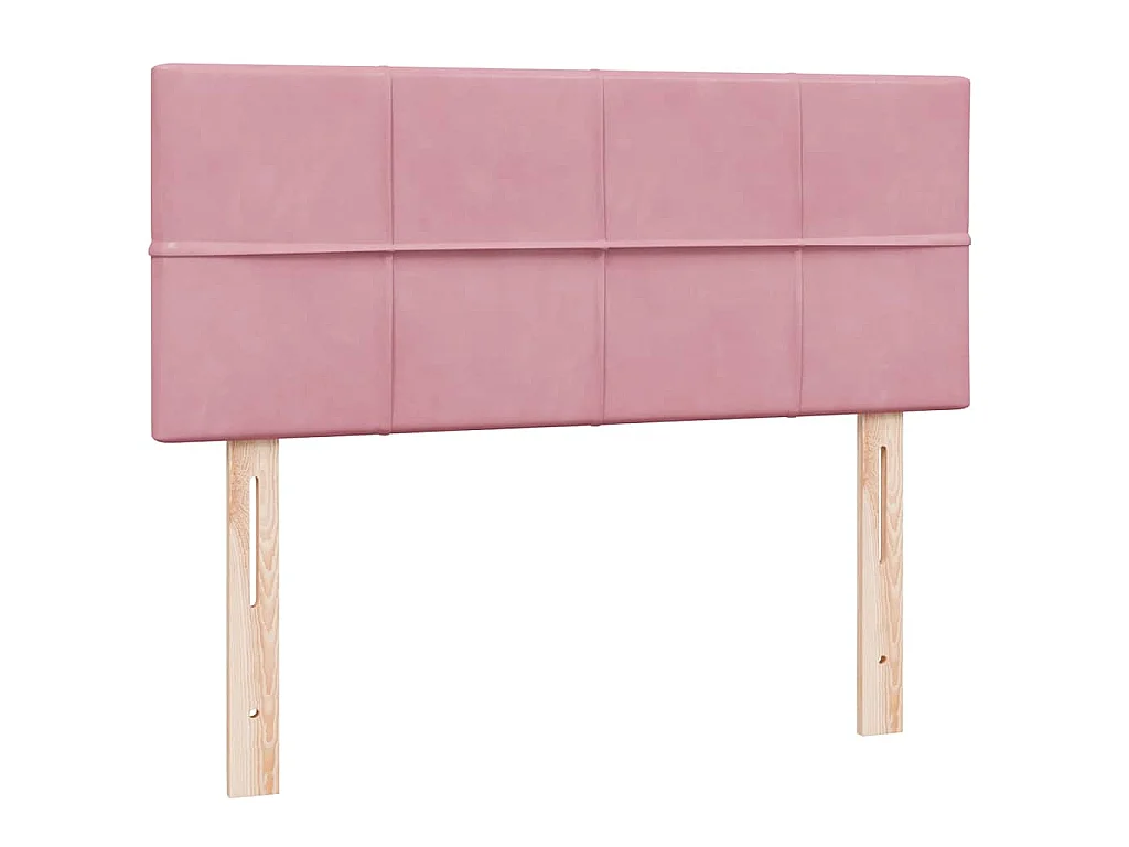 Sommier à lattes de lit avec matelas et LED rose 120x220 cm velours