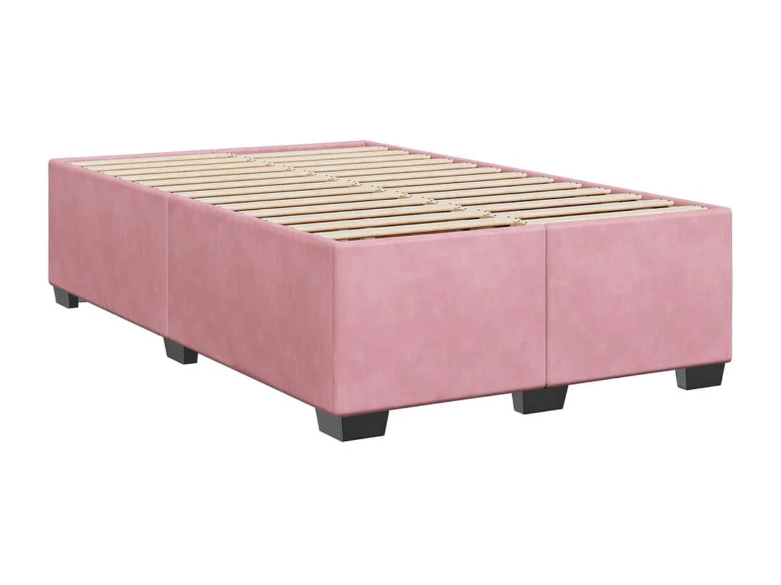 Cama box spring con colchón terciopelo rosa 120x190 cm