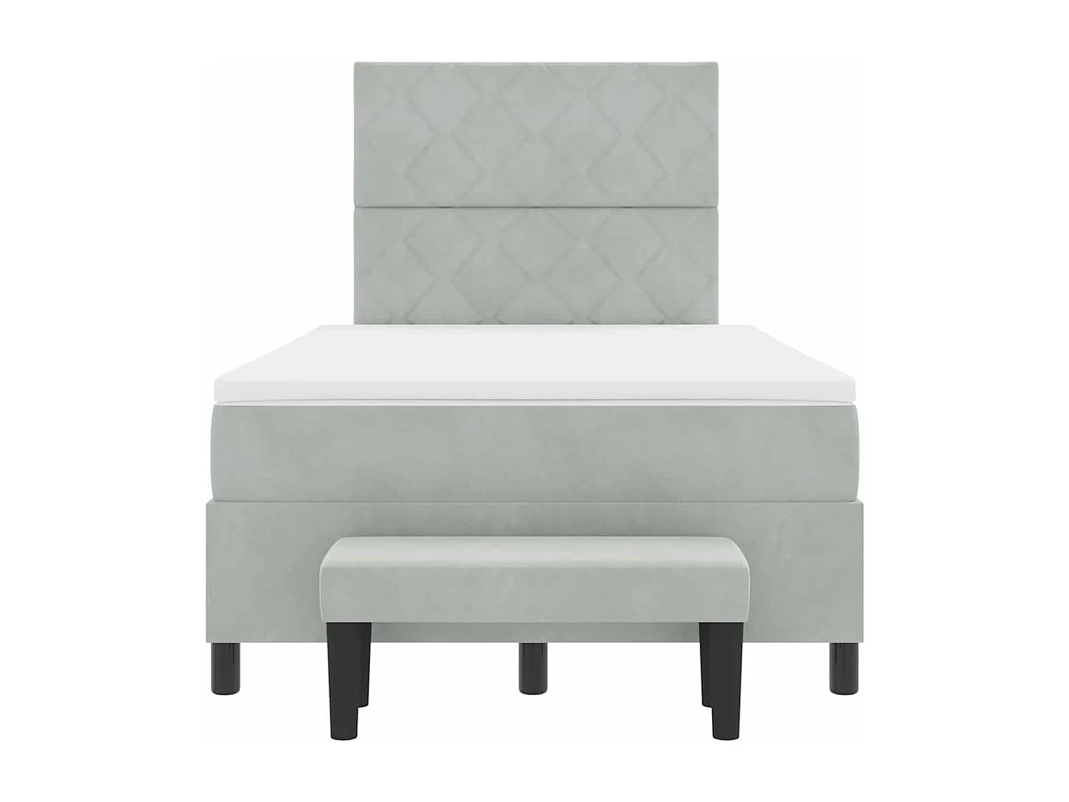 Lit à ressorts avec matelas Gris clair 120 x 190 cm Velours