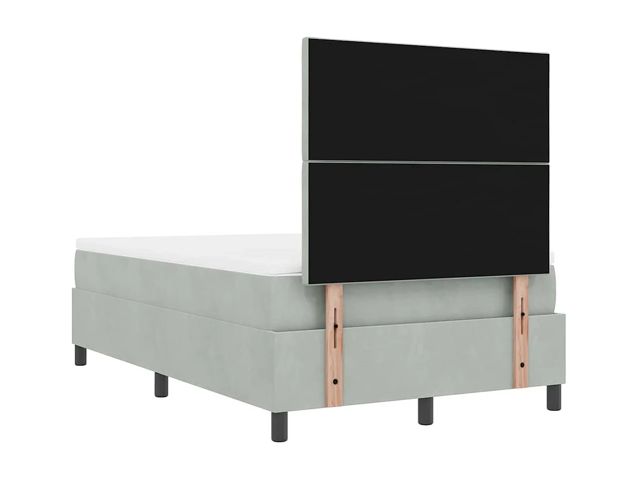 Lit à ressorts avec matelas Gris clair 120 x 190 cm Velours