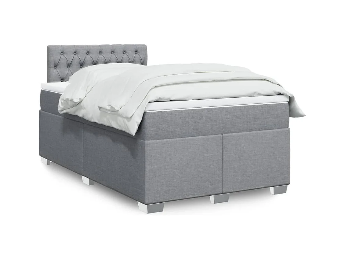Sommier à lattes de lit et matelas gris clair 120x190 cm tissu
