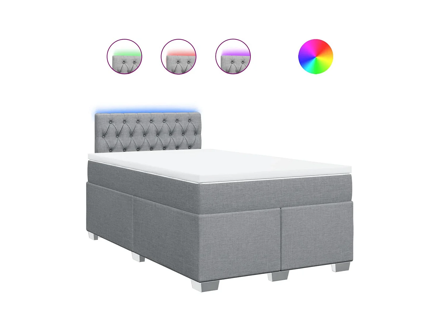 Sommier à lattes de lit et matelas gris clair 120x190 cm tissu