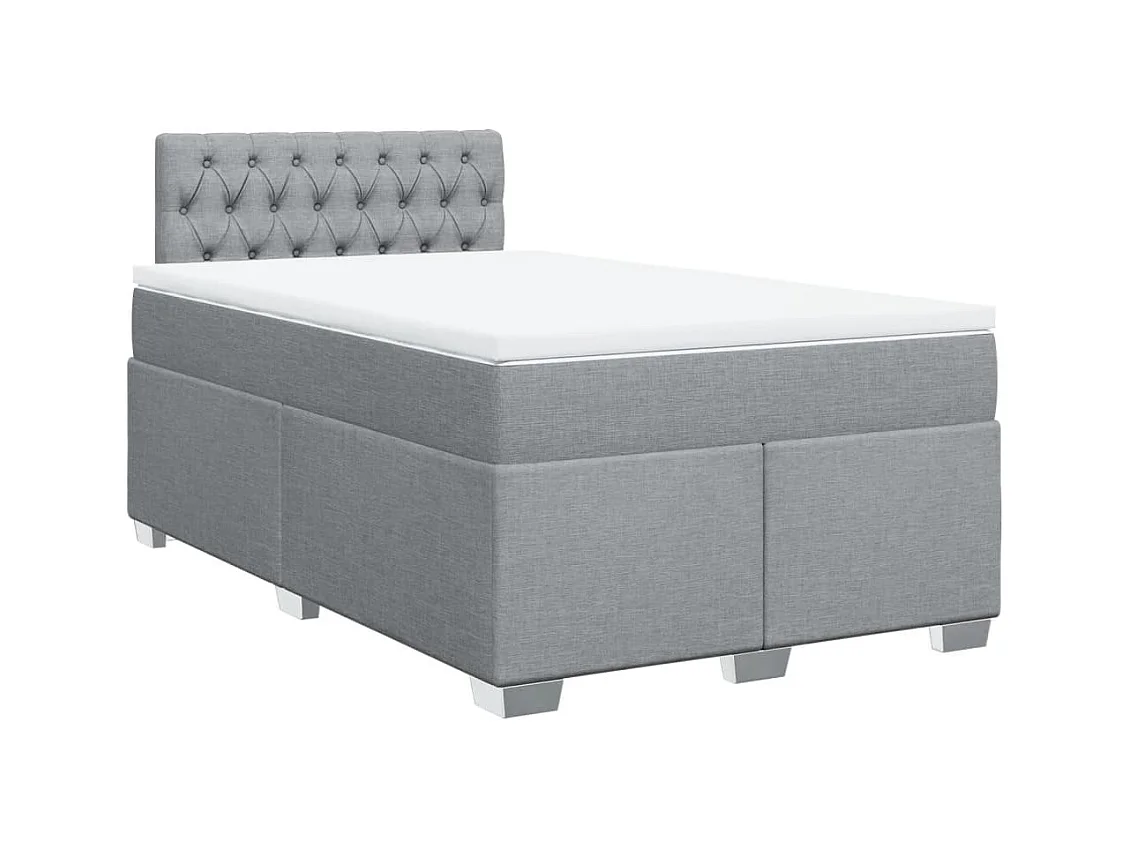 Sommier à lattes de lit et matelas gris clair 120x190 cm tissu