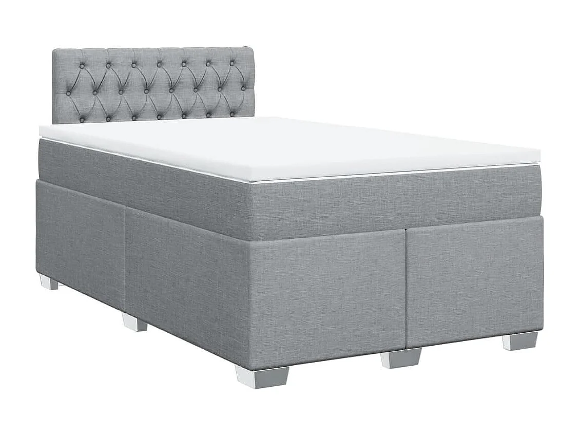Cama box spring con colchón tela gris claro 120x190 cm