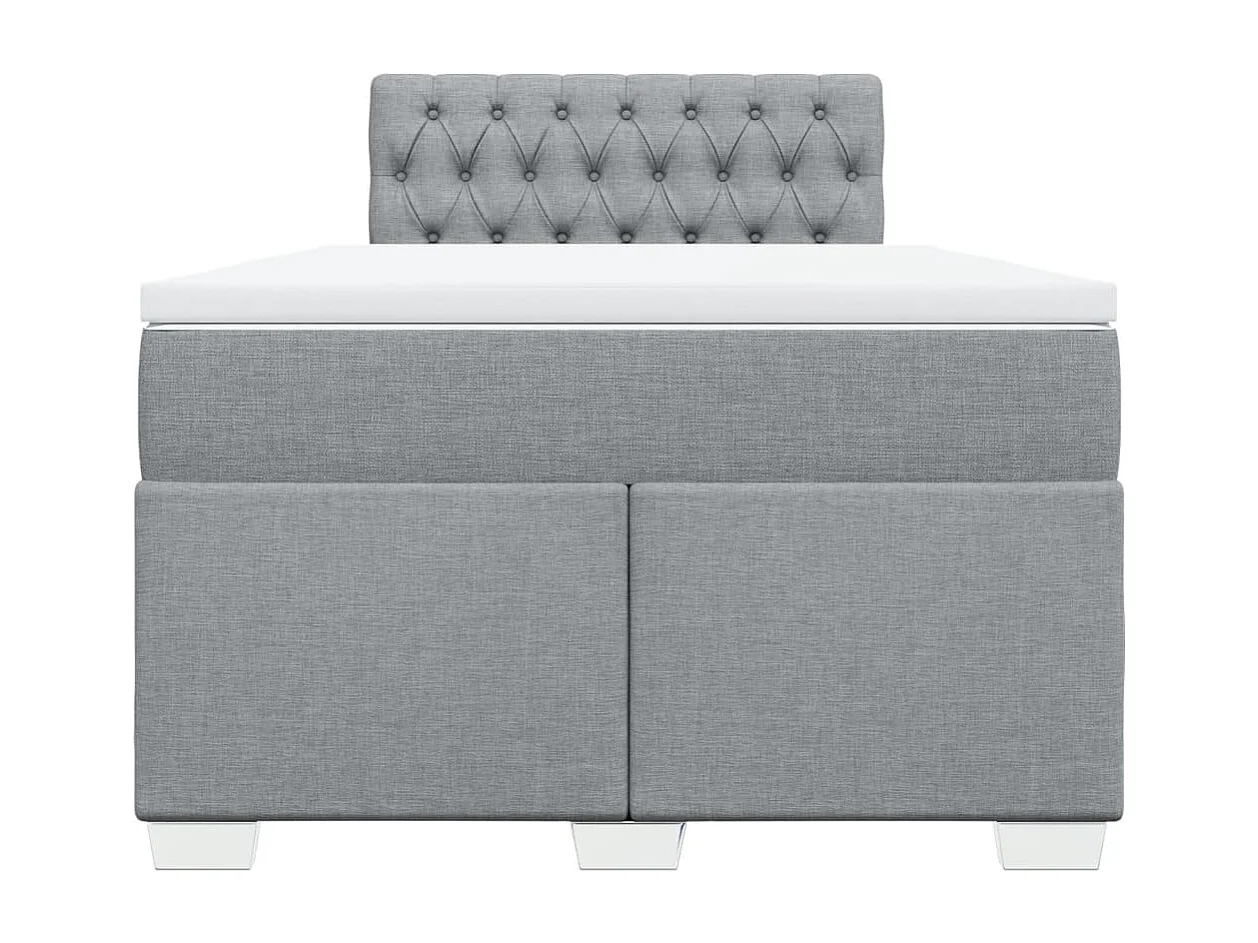 Cama box spring con colchón tela gris claro 120x190 cm