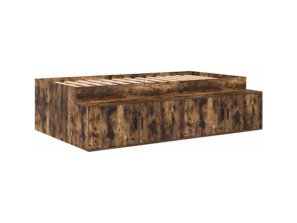 Cadre de lit Chêne fumé 100 x 200 cm Bois d'ingénierie