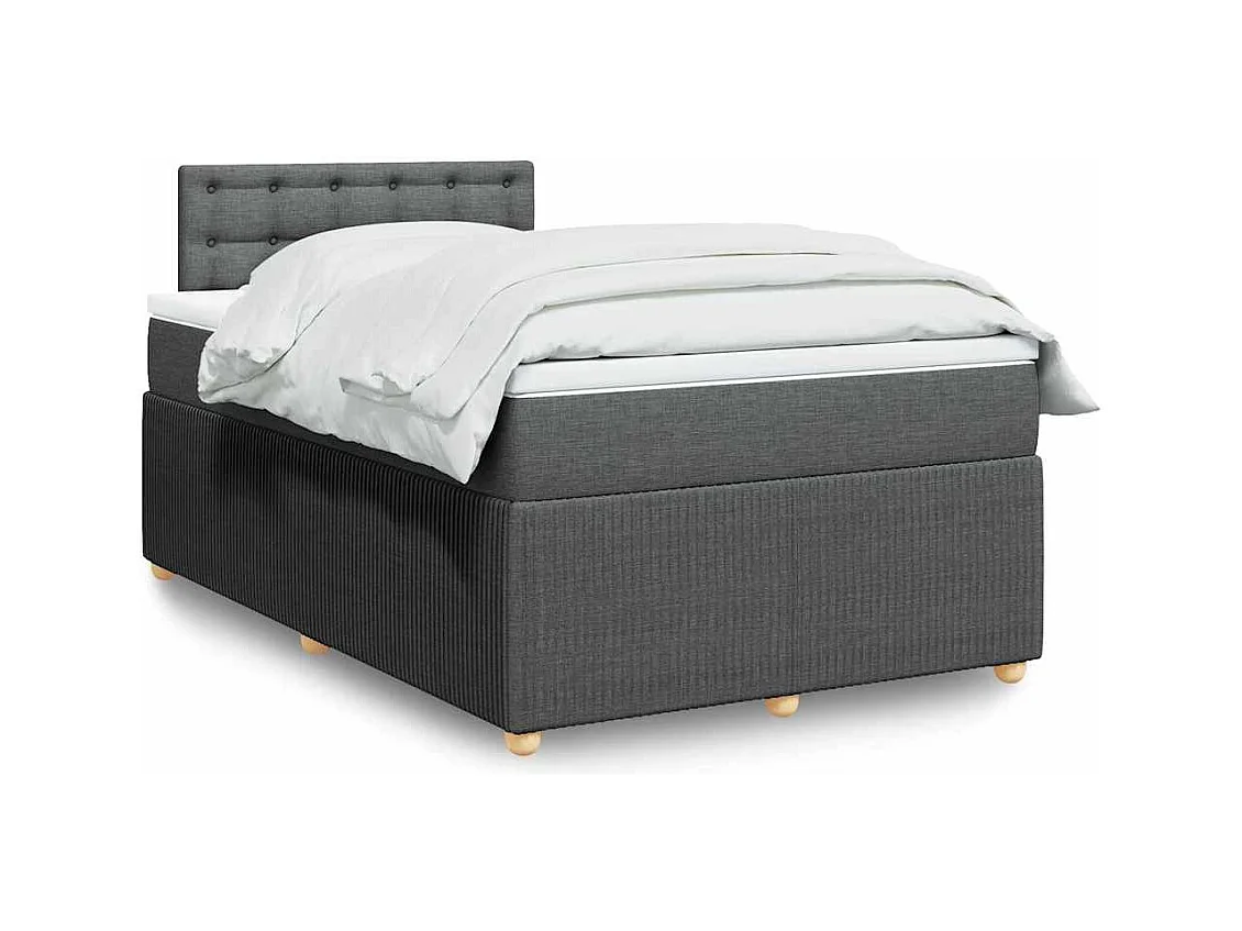 Cama boxspring com colchão 120x190 cm tecido cinzento-escuro