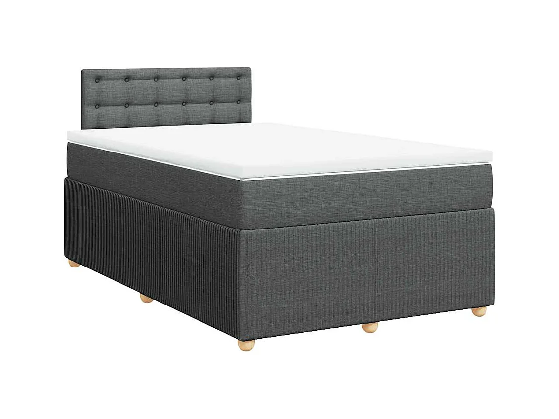 Cama boxspring com colchão 120x190 cm tecido cinzento-escuro