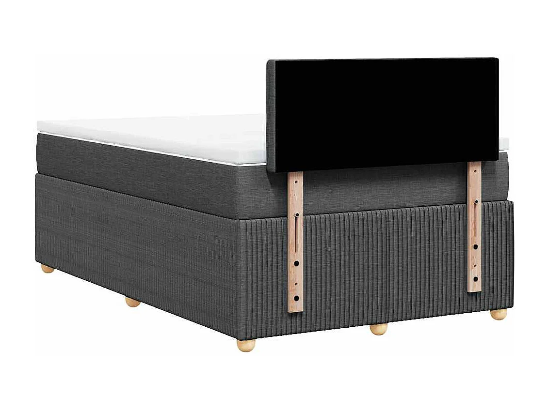 Sommier à lattes de lit avec matelas gris foncé 120x190cm tissu