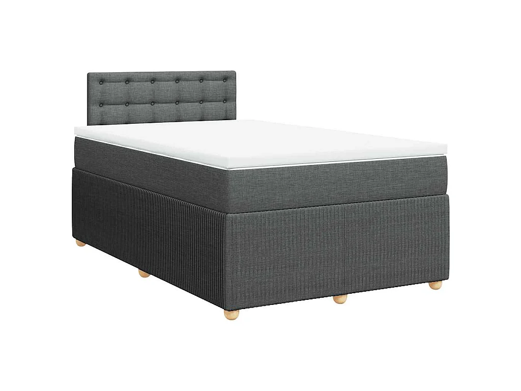 Cama box spring con colchón tela gris oscuro 120x190 cm