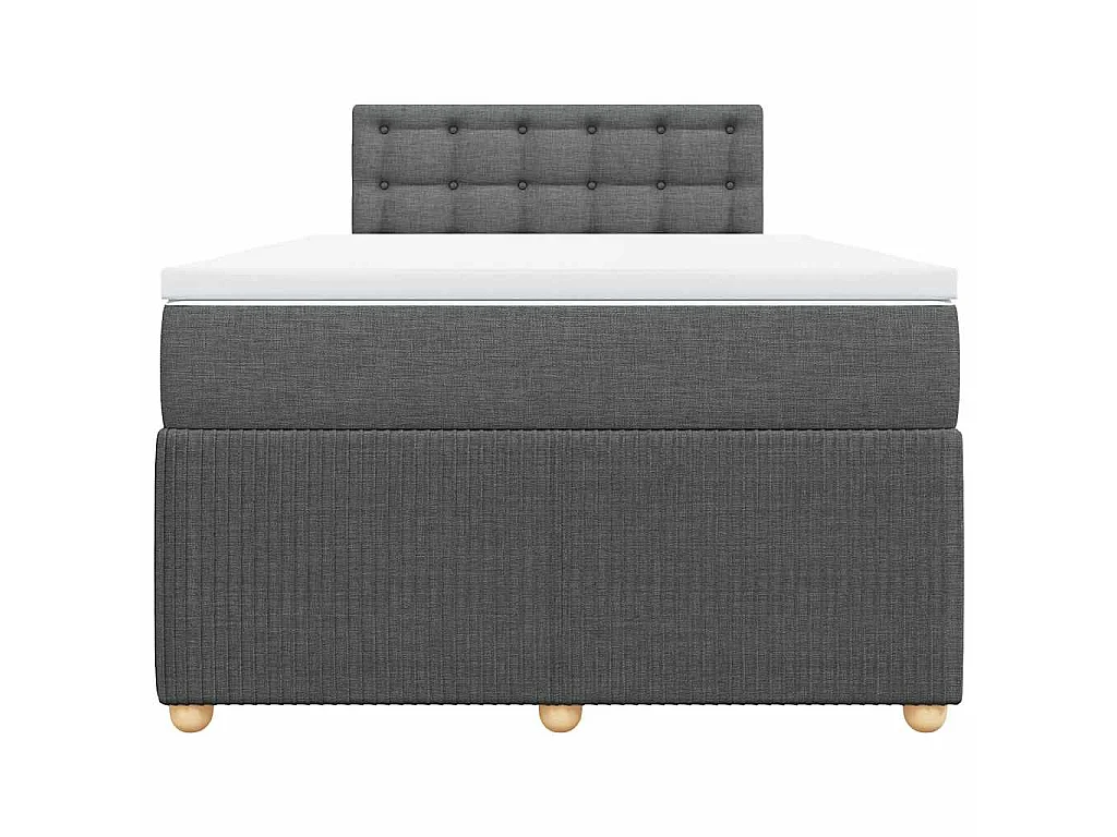 Cama box spring con colchón tela gris oscuro 120x190 cm