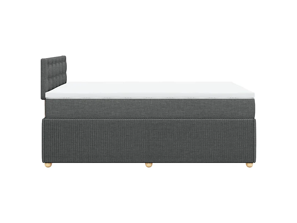 Cama box spring con colchón tela gris oscuro 120x190 cm