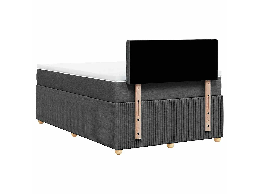 Cama box spring con colchón tela gris oscuro 120x190 cm