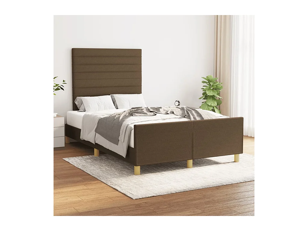 Cadre de lit sans matelas marron foncé 120x190 cm tissu