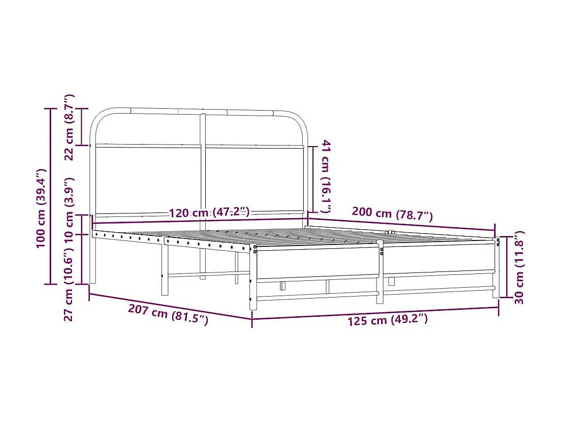 Cadre de lit sans matelas 120x200 cm chêne sonoma