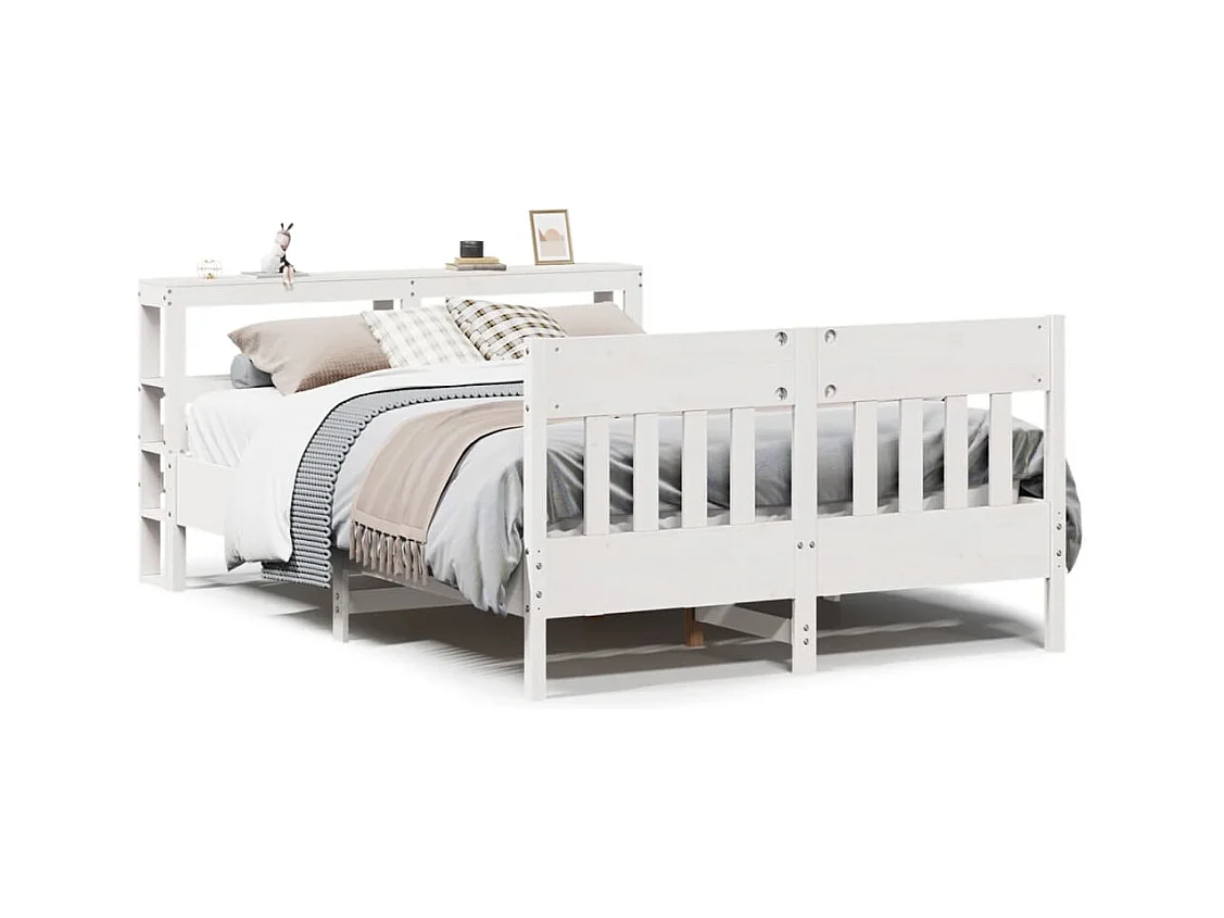 Cadre de lit sans matelas blanc 120x200 cm bois de pin massif