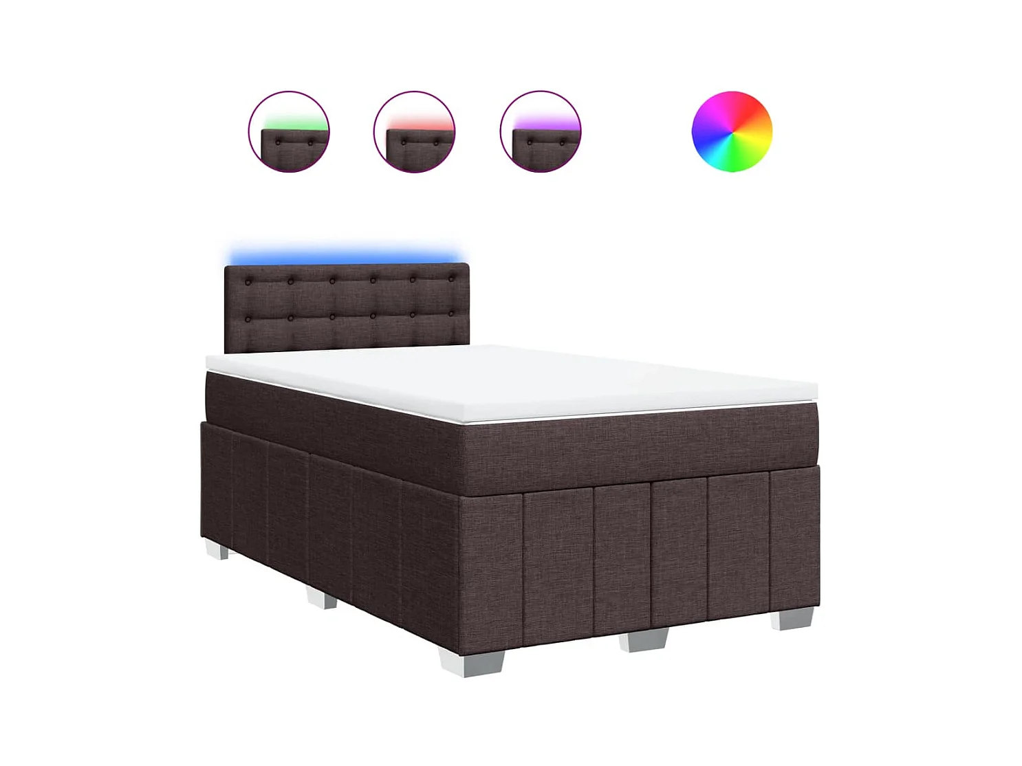 Sommier à lattes de lit et matelas marron foncé 120x190cm tissu