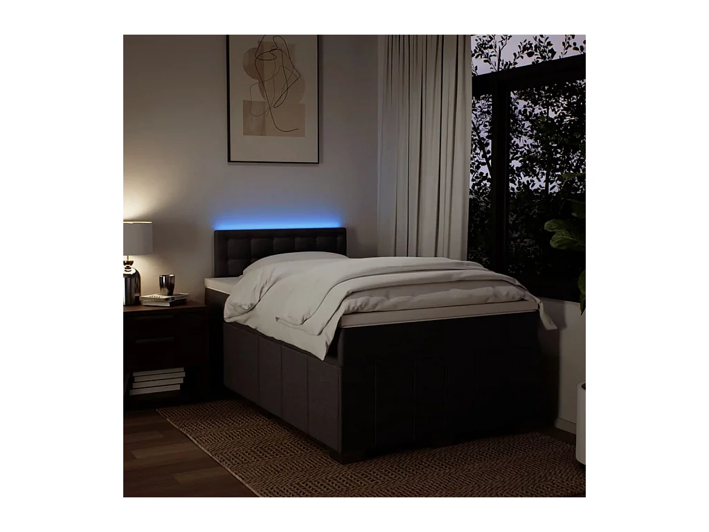 Sommier à lattes de lit et matelas marron foncé 120x190cm tissu