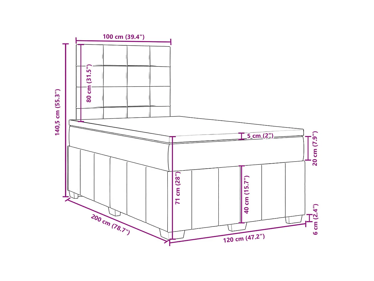 Boxspringbett mit Matratze Dunkelbraun 120x200 cm Stoff