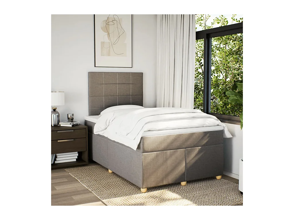 Sommier à lattes de lit avec matelas Taupe 120x200 cm Tissu