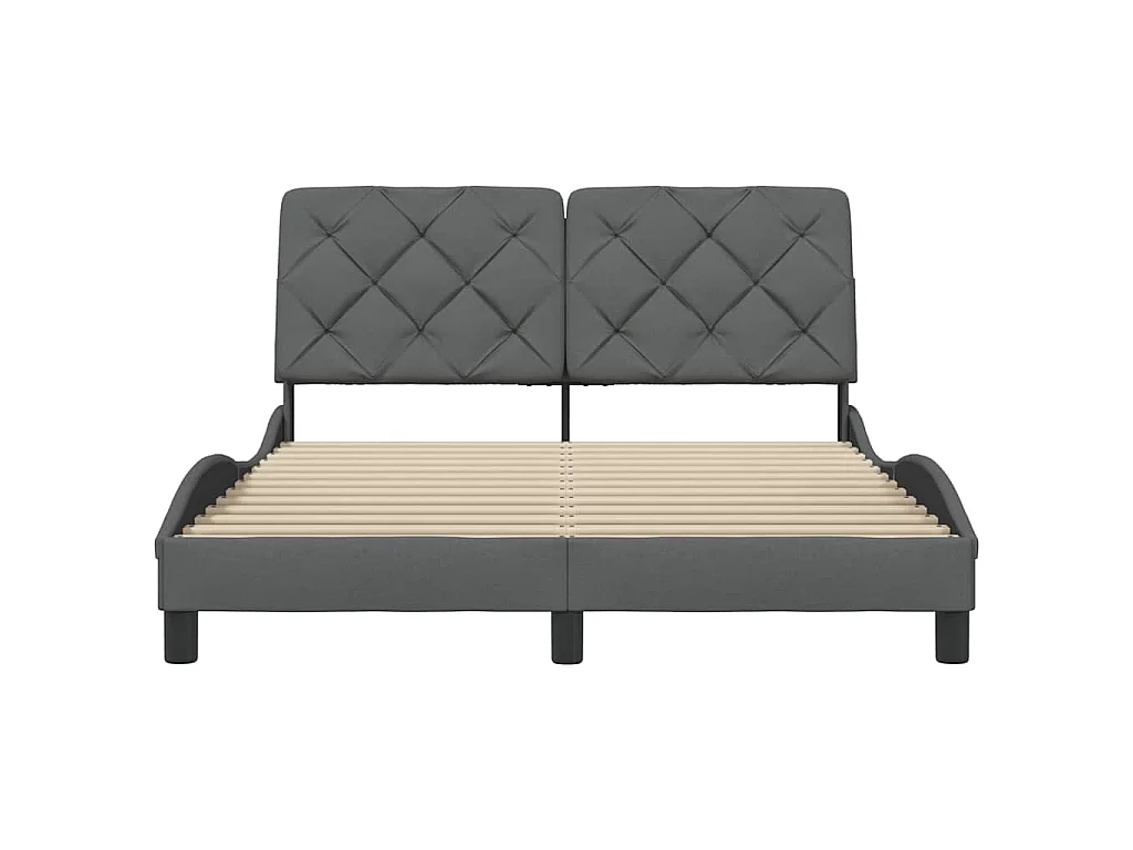 Cadre de lit sans matelas gris foncé 120x200 cm tissu