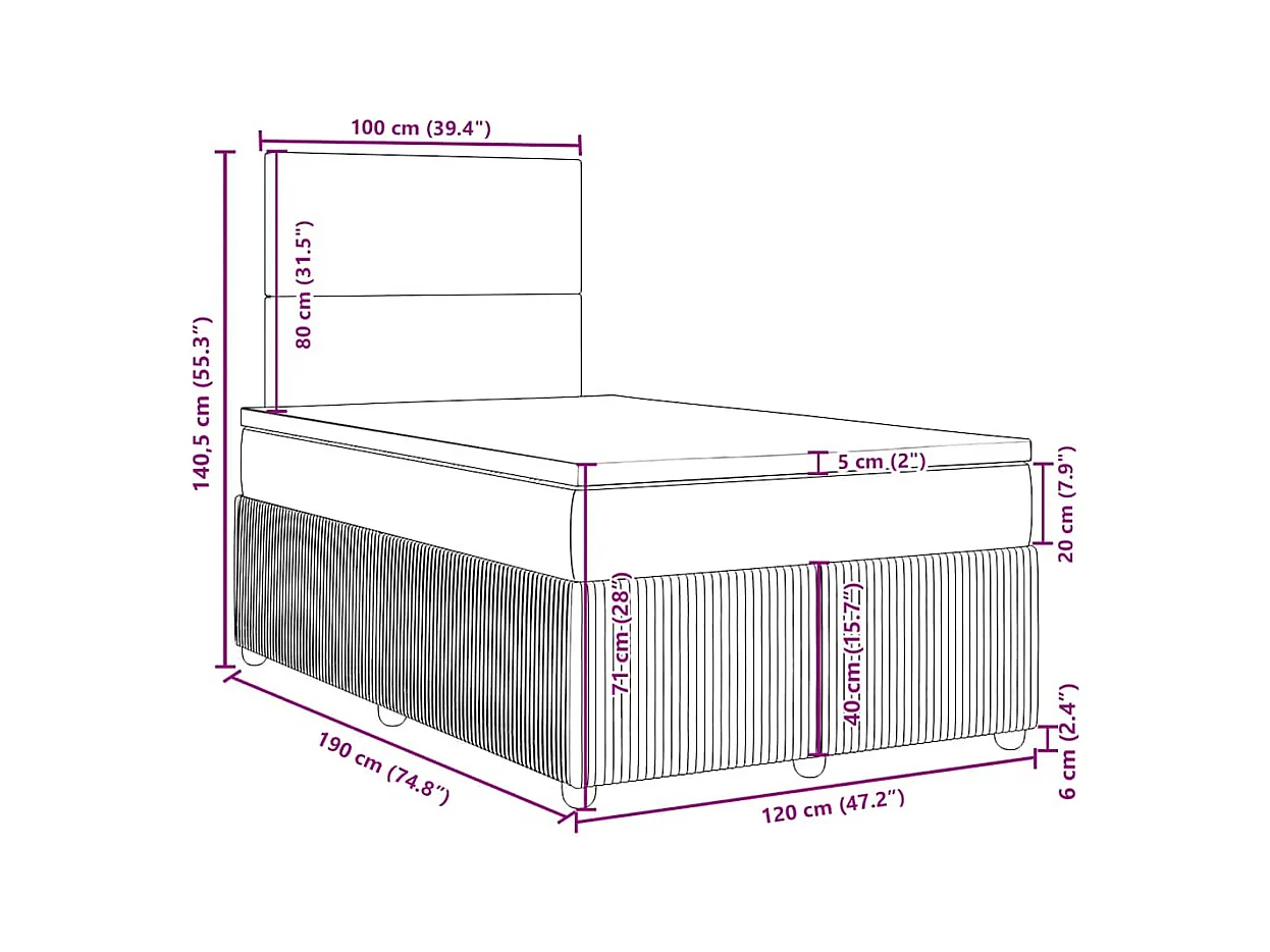 Boxspring met matras stof donkergrijs 120x190 cm