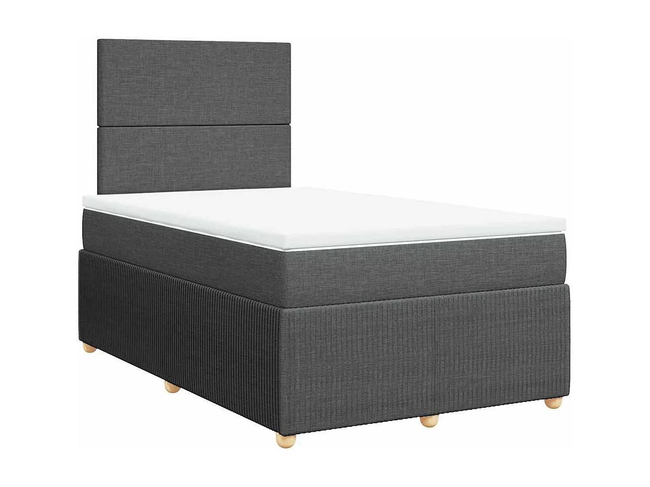 Cama box spring con colchón tela gris oscuro 120x190 cm