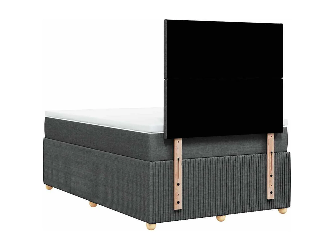 Cama box spring con colchón tela gris oscuro 120x190 cm