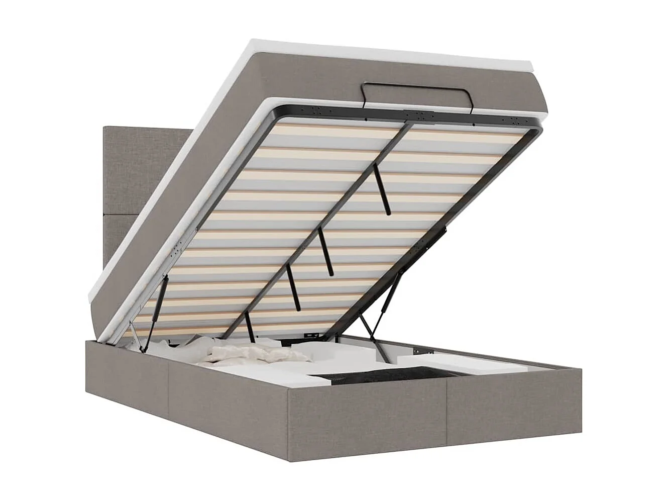 Ottoman-Bett mit Matratze Taupe 120x190 cm Stoff