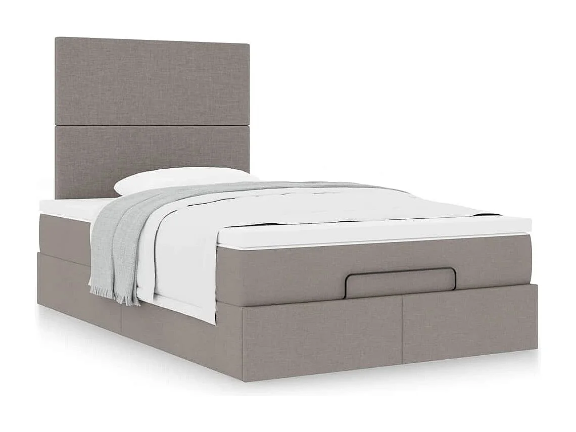 Cadre de lit ottoman avec matelas taupe 120x190 cm tissu