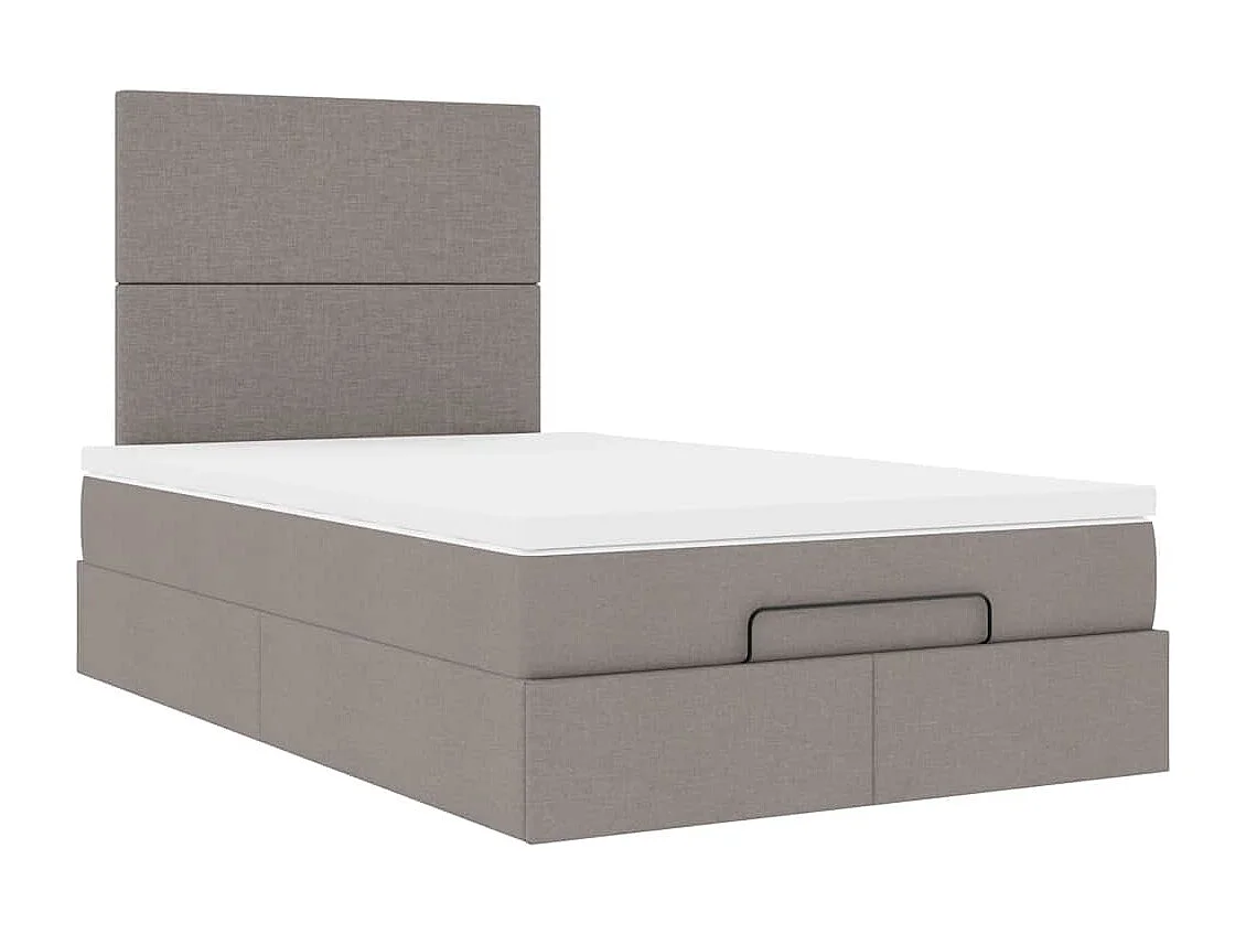 Cadre de lit ottoman avec matelas taupe 120x190 cm tissu