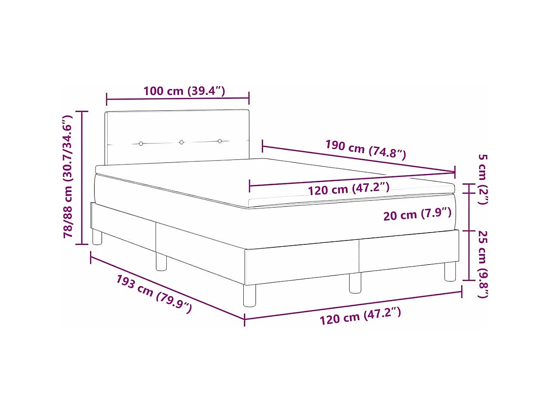Letto a molle con materasso Nero 120 x 190 cm Tessuto