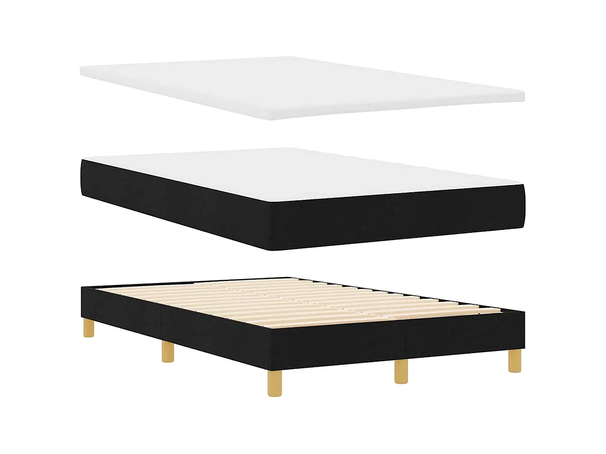 Letto a molle con materasso Nero 120 x 190 cm Tessuto