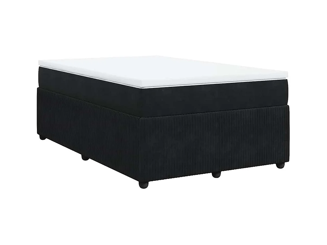 Sommier à lattes de lit avec matelas noir 120x190 cm velours