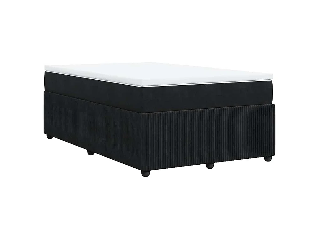 Sommier à lattes de lit avec matelas noir 120x190 cm velours