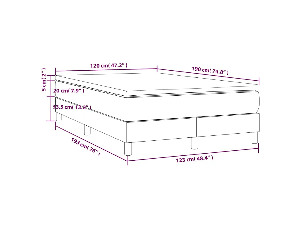 Boxspringbett mit Matratze Blau 120x190 cm Stoff