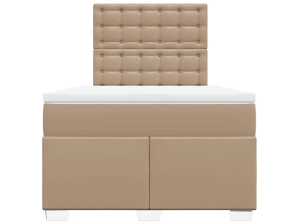 Cama box spring con colchón cuero sintético capuchino 120x200cm