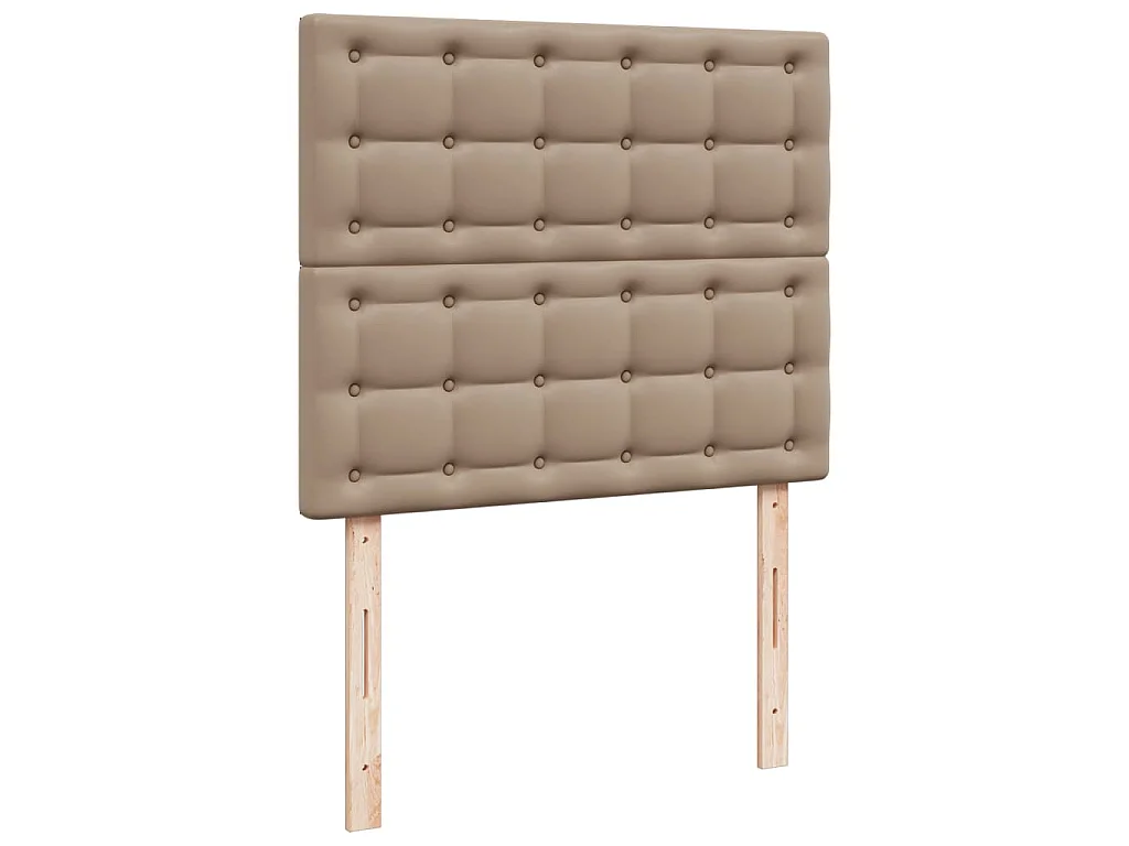 Cama box spring con colchón cuero sintético capuchino 120x200cm